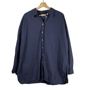 Everlane Navy Blue Striped Button Down Shirt